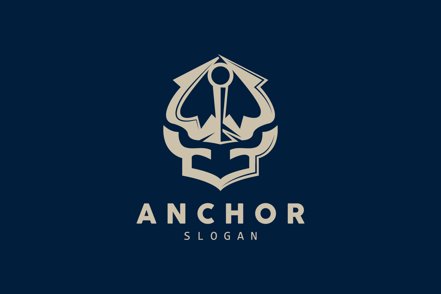 Marine ship vector anchor logo simple designV4