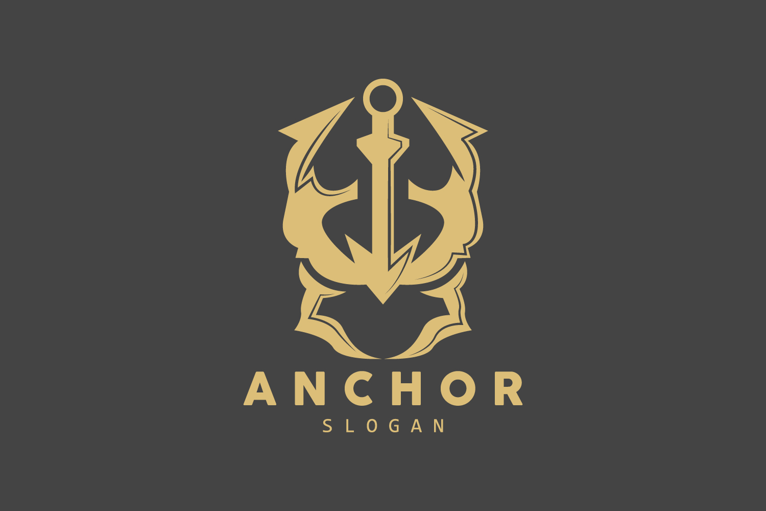 Marine ship vector anchor logo simple designV5