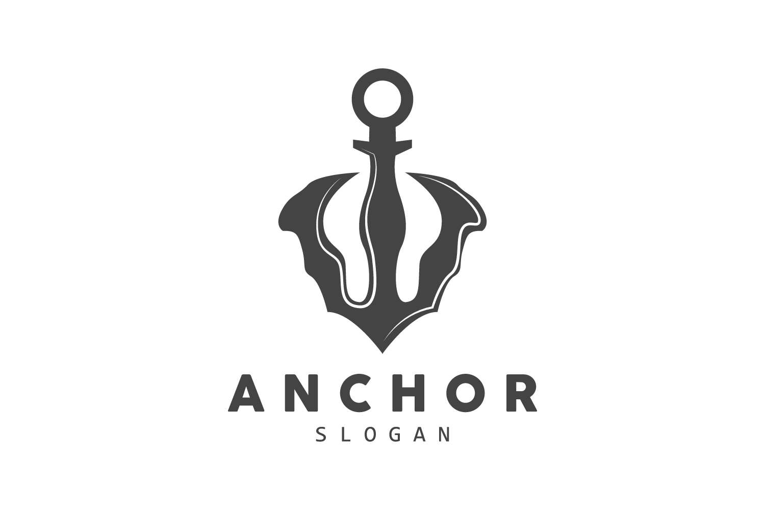 Marine ship vector anchor logo simple designV8