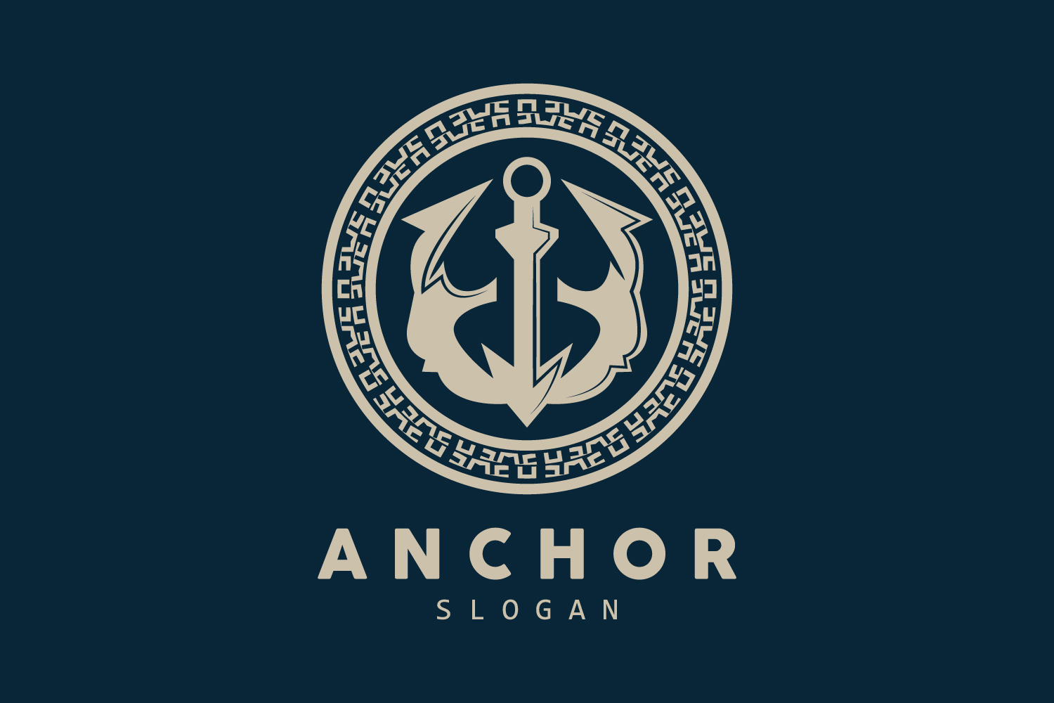 Marine ship vector anchor logo simple designV11
