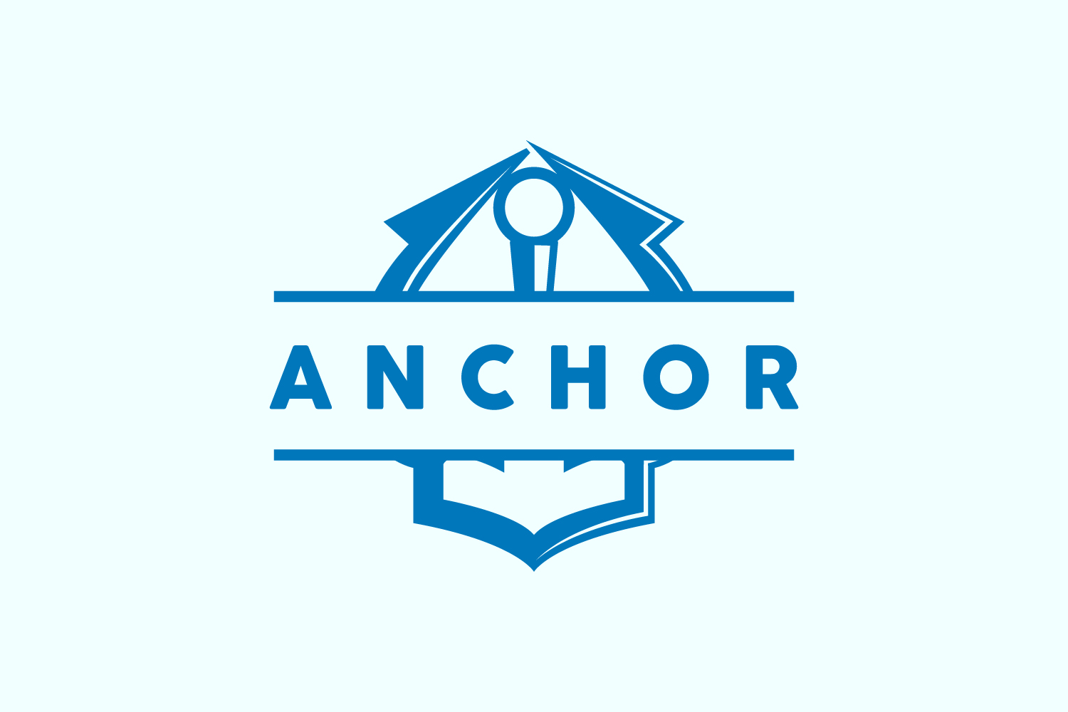 Marine ship vector anchor logo simple designV14