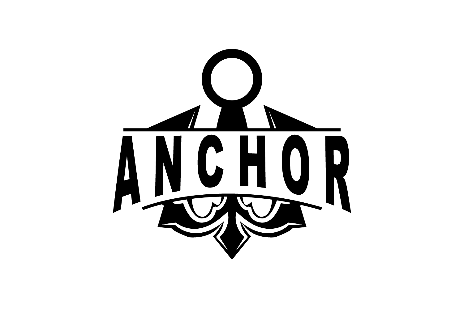 Marine ship vector anchor logo simple designV19