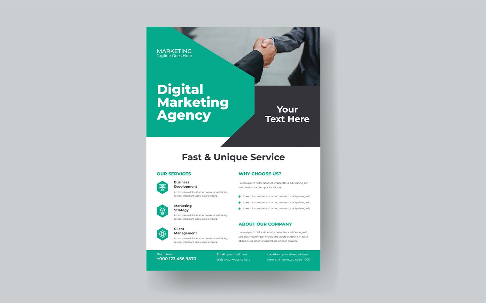 Digital Marketing Agency Business Intelligence Solutions Flyer Vector Layout