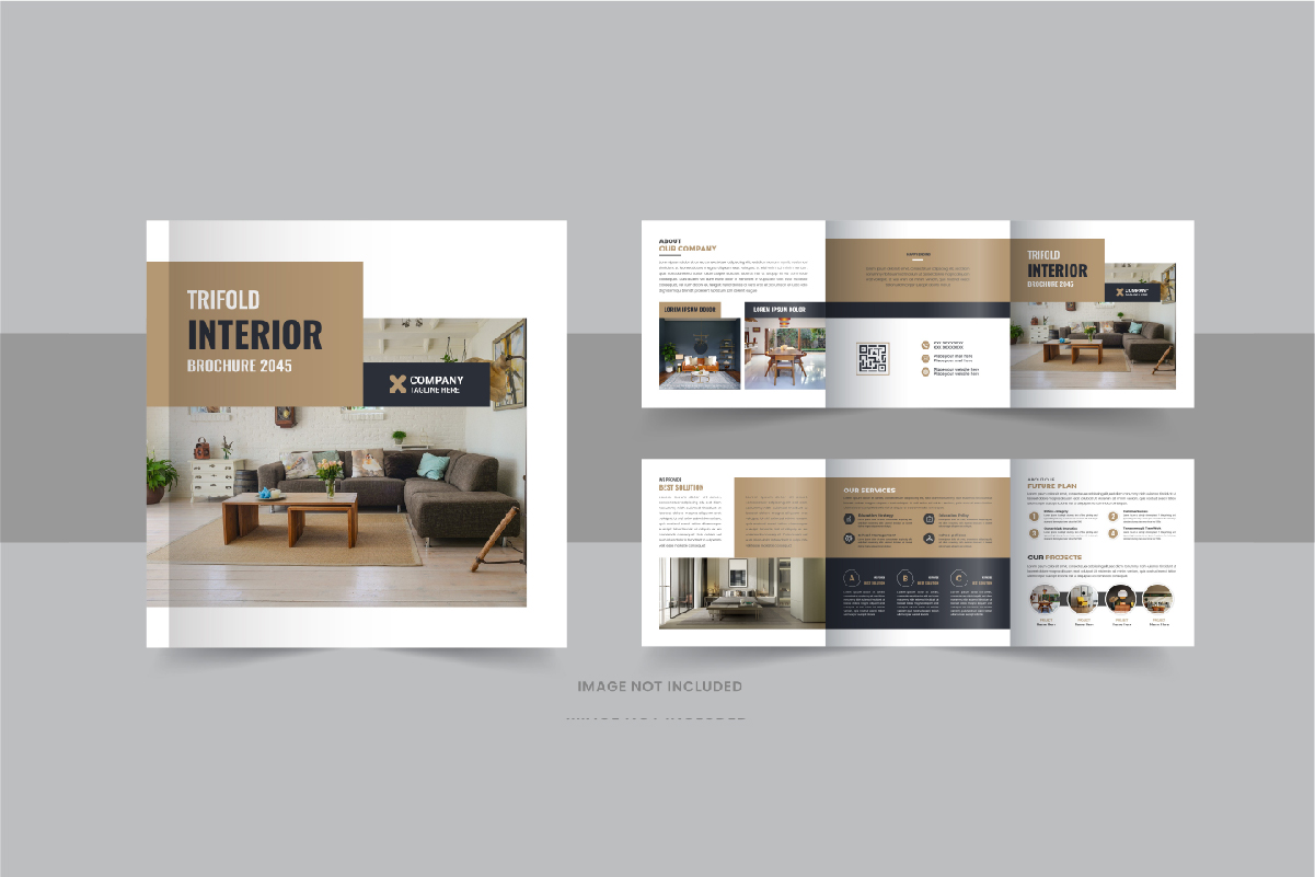 Interior square trifold, Interior magazine or interior portfolio design