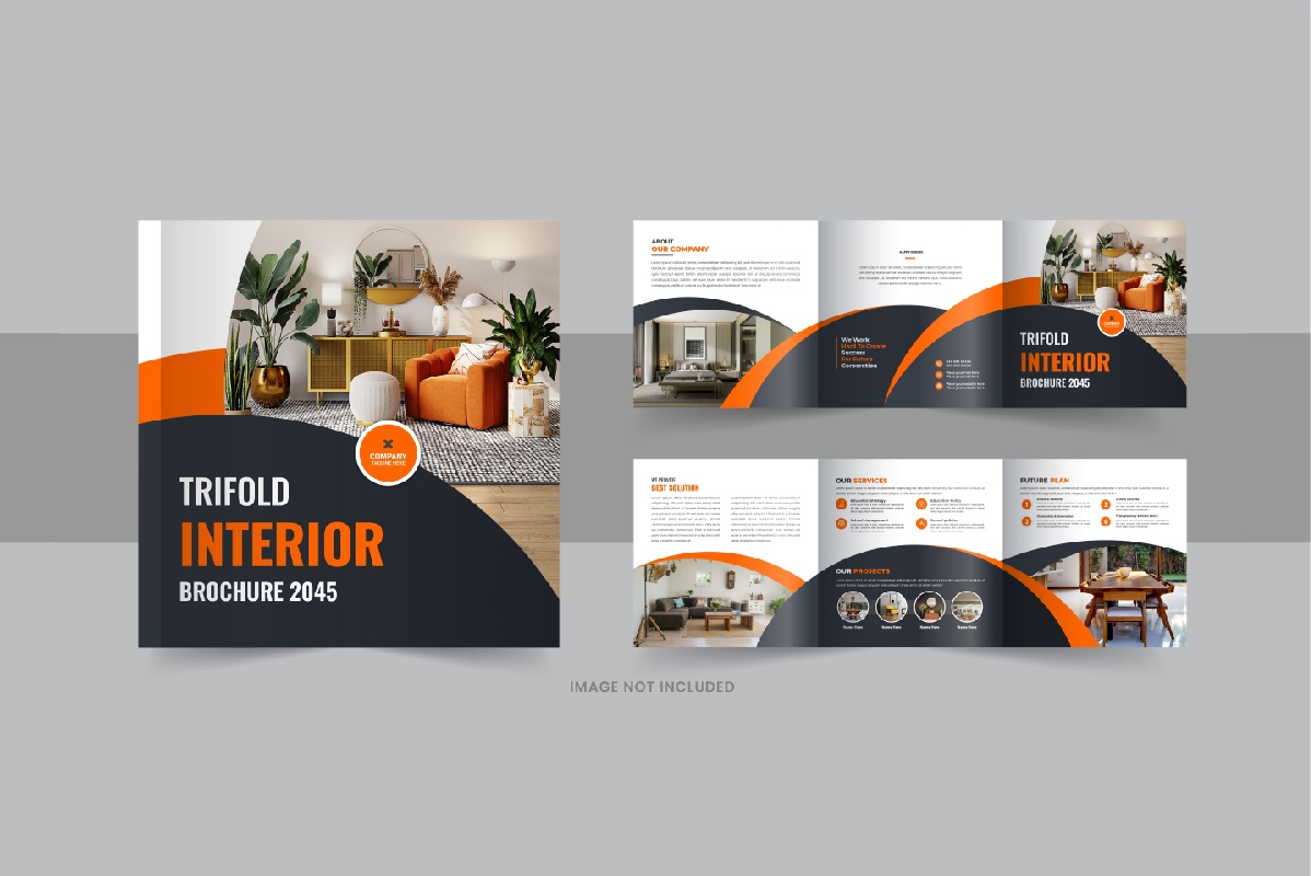 Interior square trifold, Interior magazine or interior portfolio template