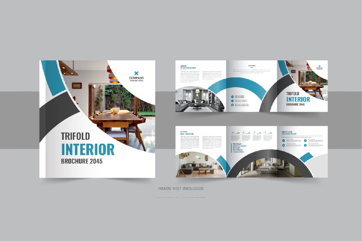 Interior square trifold, Interior magazine or interior portfolio layout