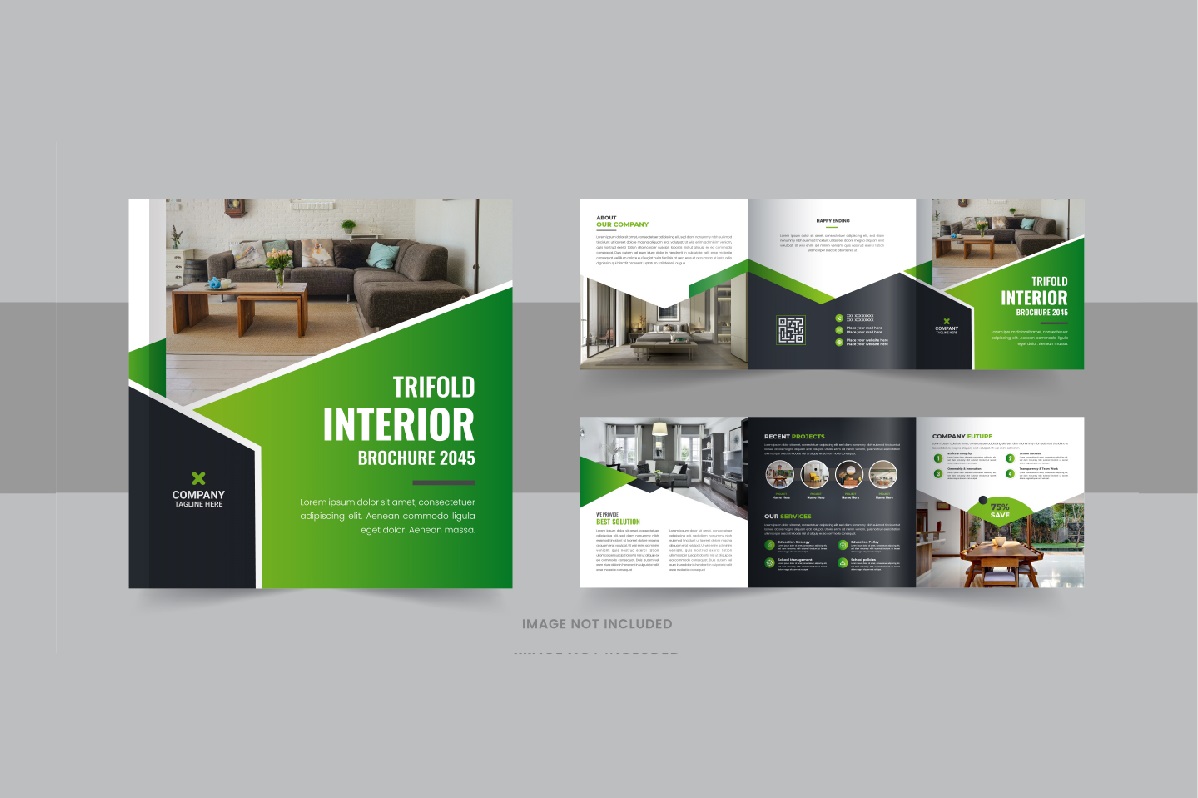 Interior square trifold, Interior magazine or interior portfolio template layout