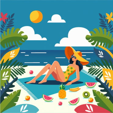 Sunset Beach Illustrations Templates 417126