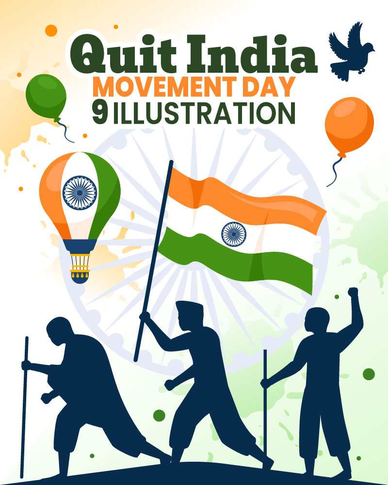 9 Quit India Movement Day Illustration