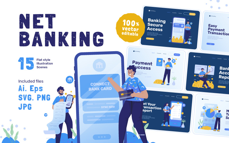 Net Banking Illustration Set