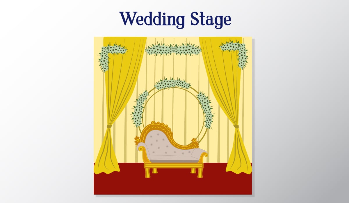 Wedding Marriage stage setup Decoration Illustration Template