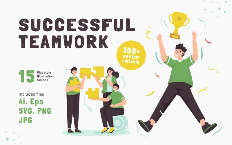 Flatty - Successful Teamwork Illustration Set