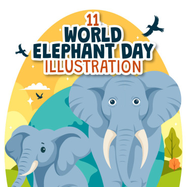 Elephant Day Illustrations Templates 417301