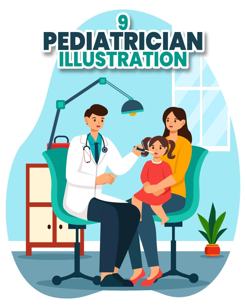 9 Pediatrician Vector Illustration