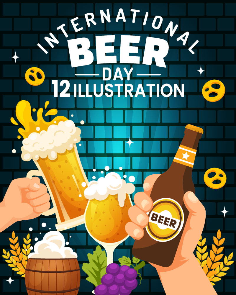 12 International Beer Day Illustration