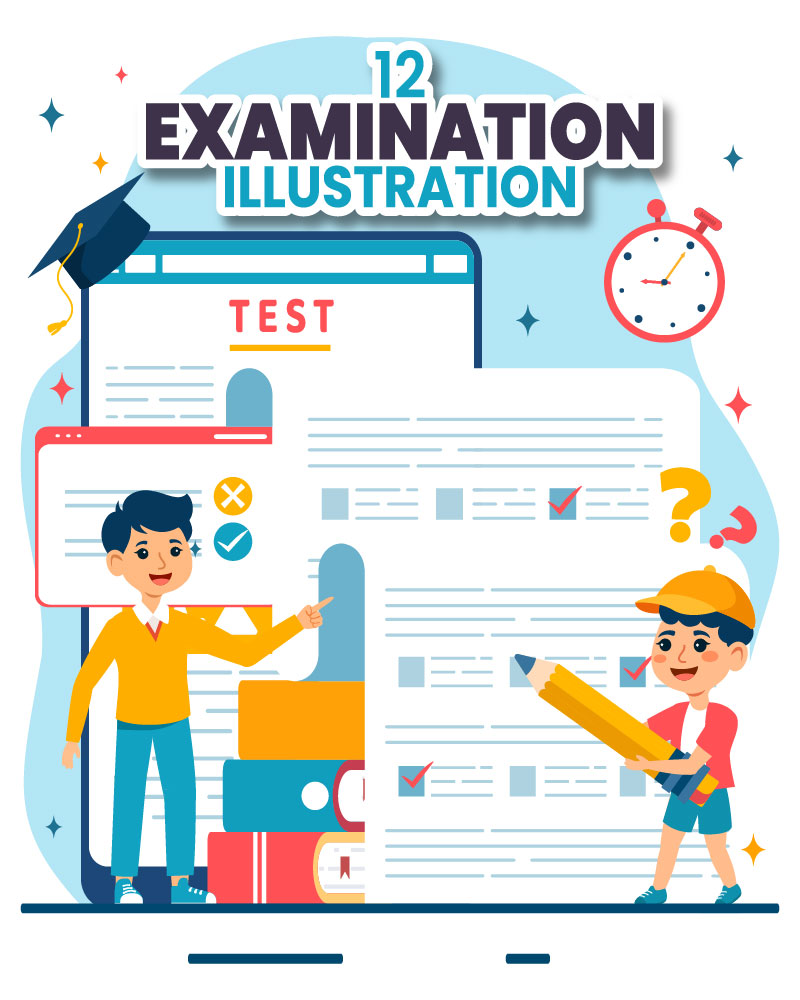 12 Examination Vector Illustration