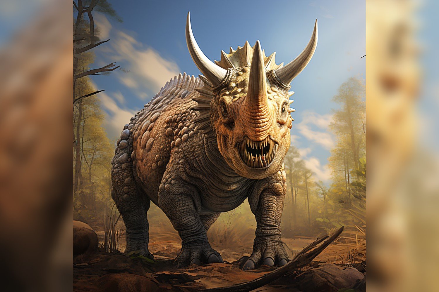 Torosaurus Dinosaur realistic Photography  2 .