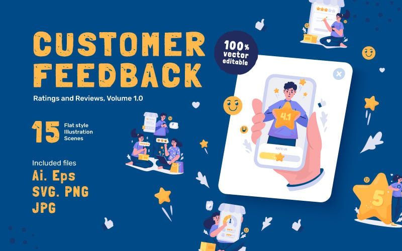 Flatty - Customer Feedback Illustration Set