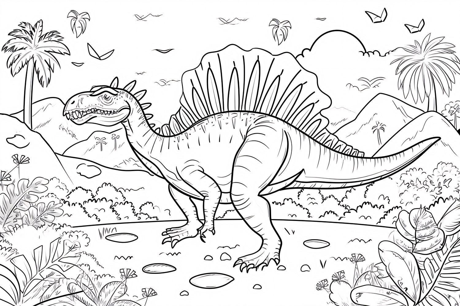 Spinosaurus Dinosaur Colouring Pages 2