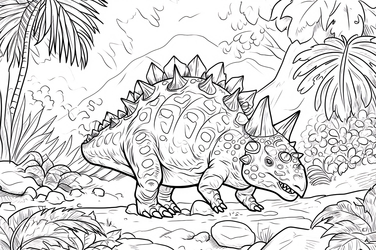 Ankylosaurus Dinosaur Colouring Pages 1