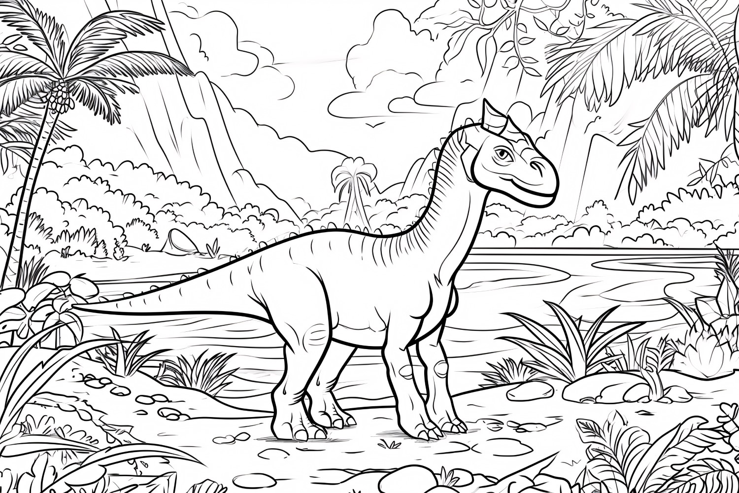 Parasaurolophus Dinosaur Colouring Pages 1