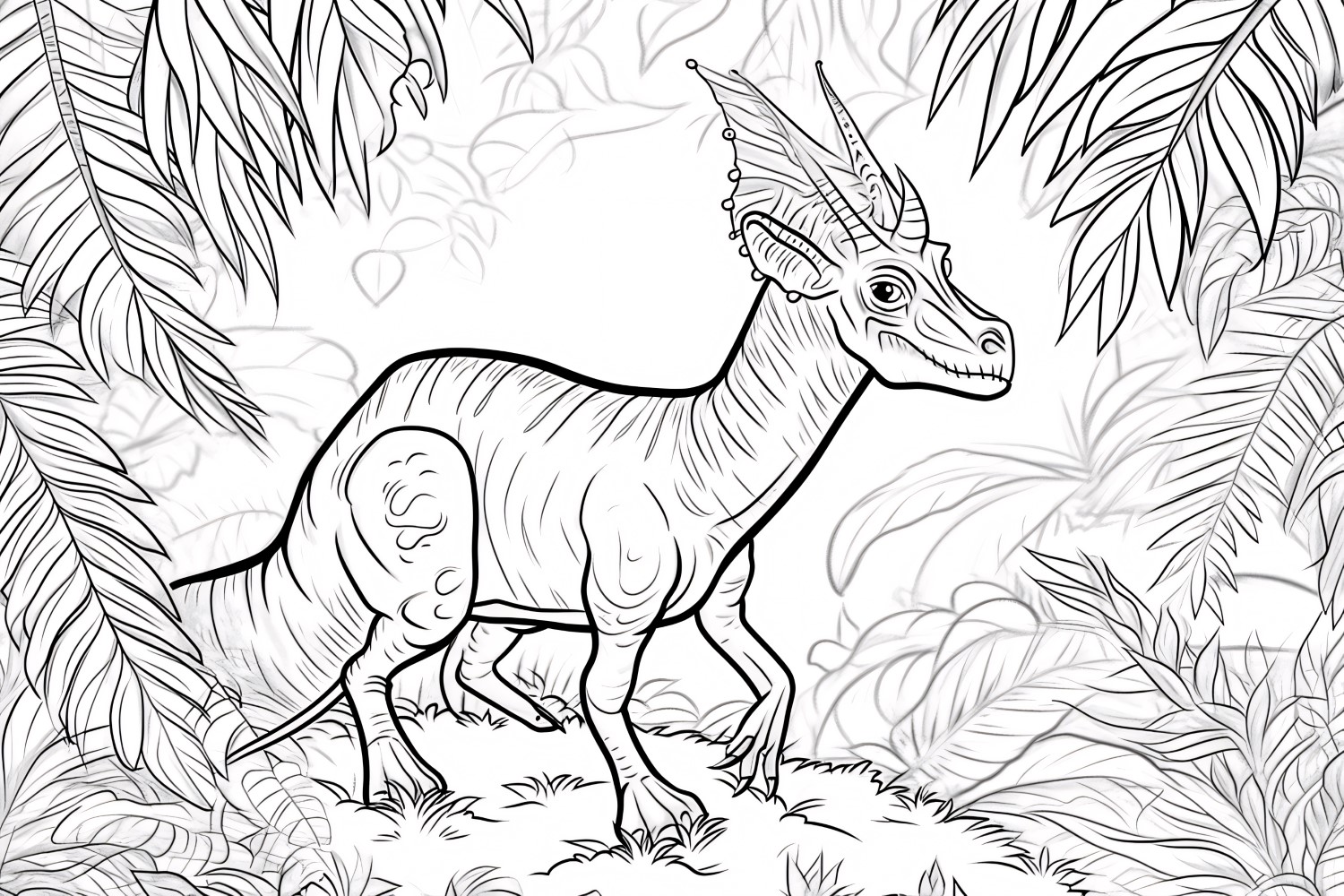 Parasaurolophus Dinosaur Colouring Pages 2