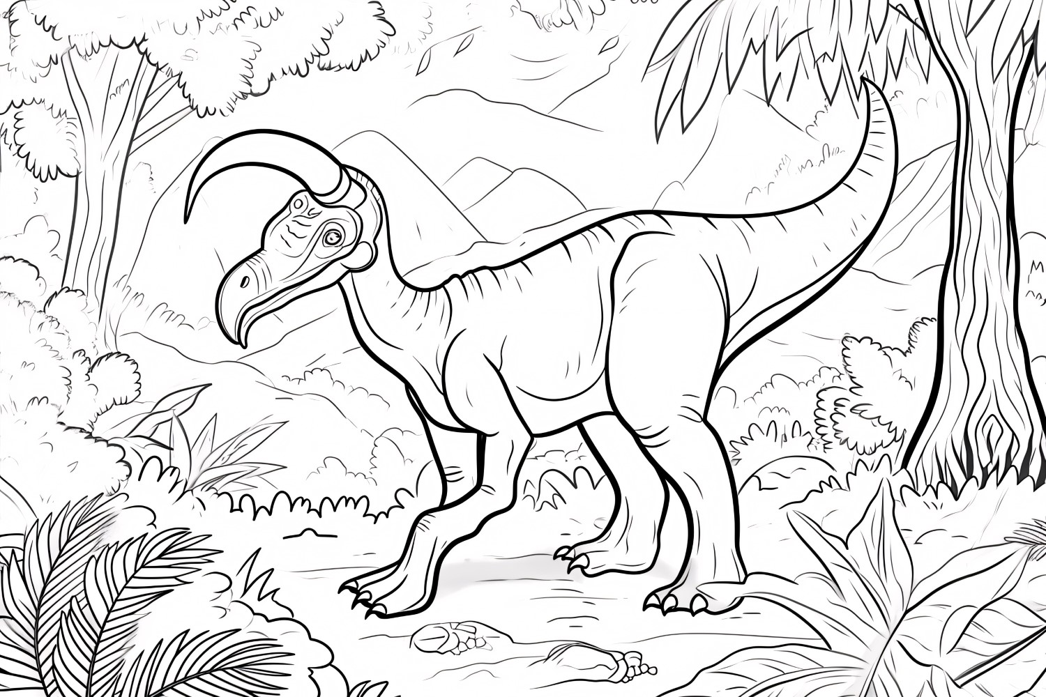 Parasaurolophus Dinosaur Colouring Pages 3