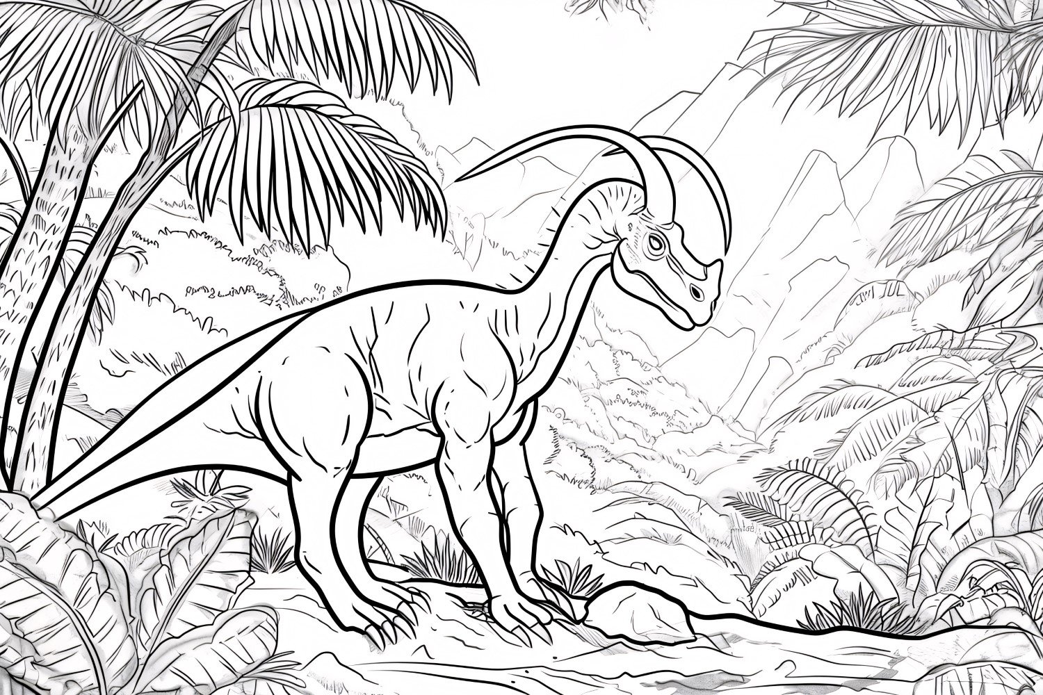 Parasaurolophus Dinosaur Colouring Pages 4