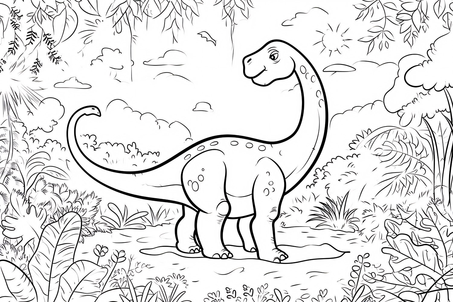 Diplodocus Dinosaur Colouring Pages 1