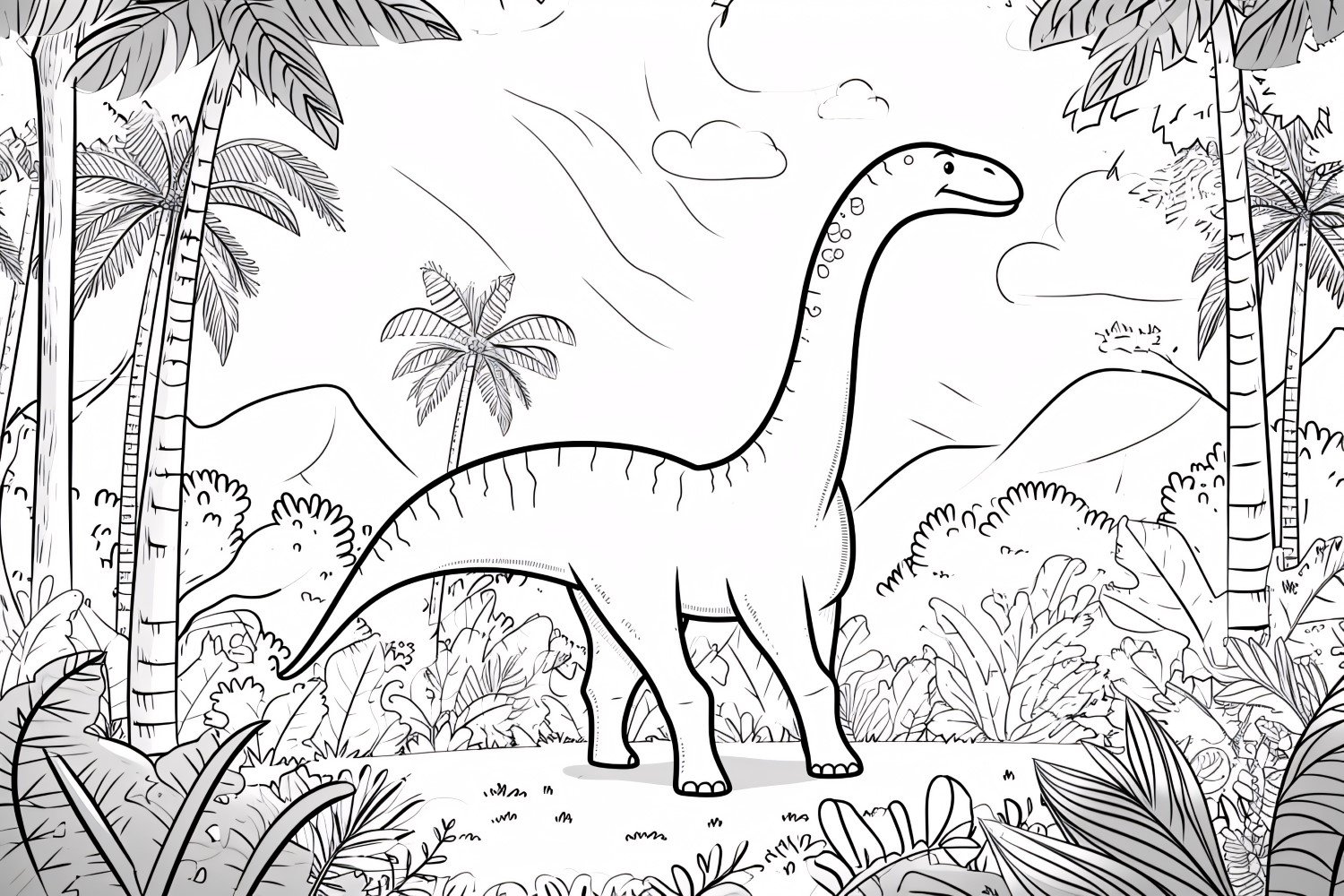 Diplodocus Dinosaur Colouring Pages 2