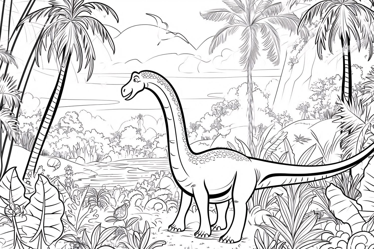 Diplodocus Dinosaur Colouring Pages 3