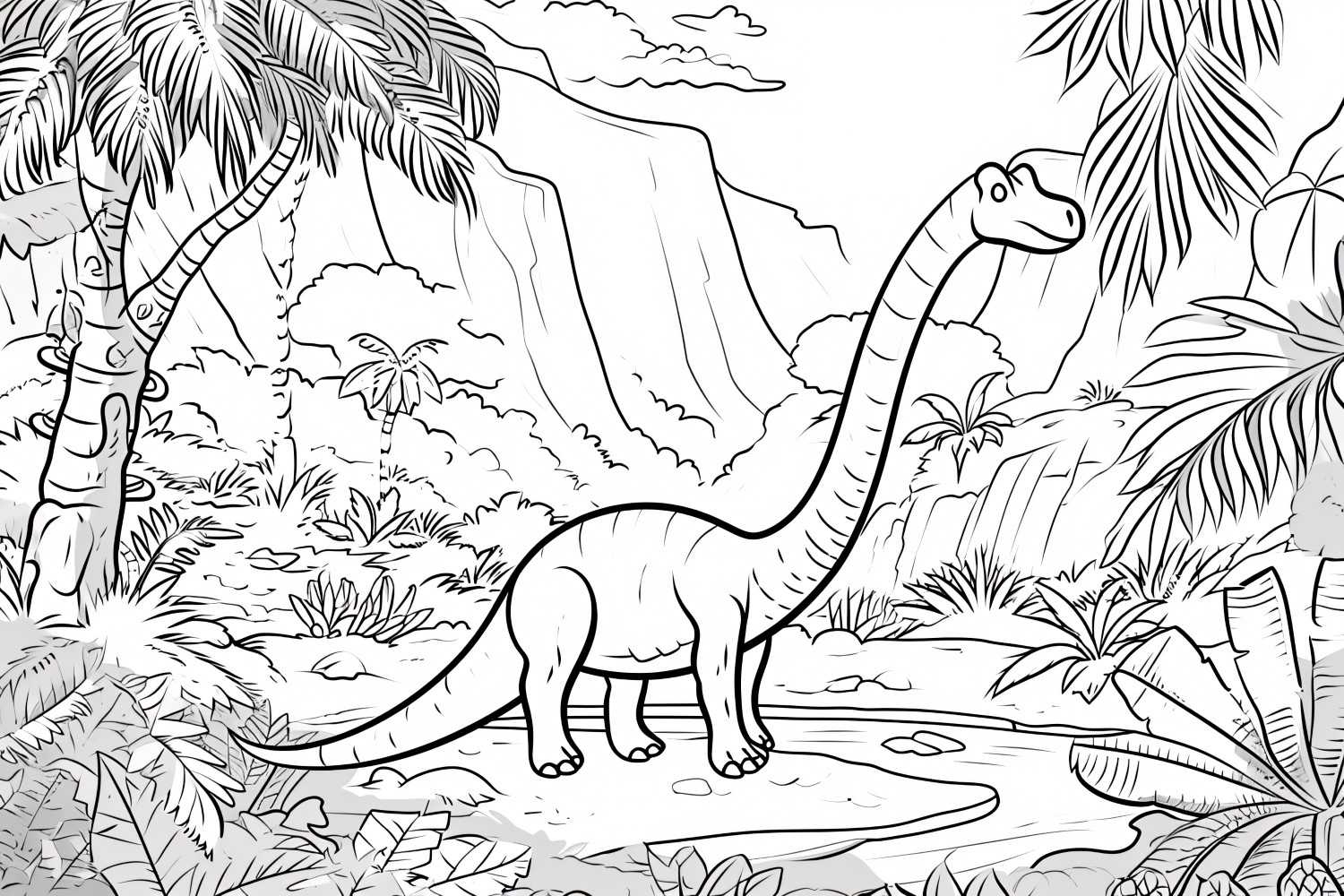 Diplodocus Dinosaur Colouring Pages 4