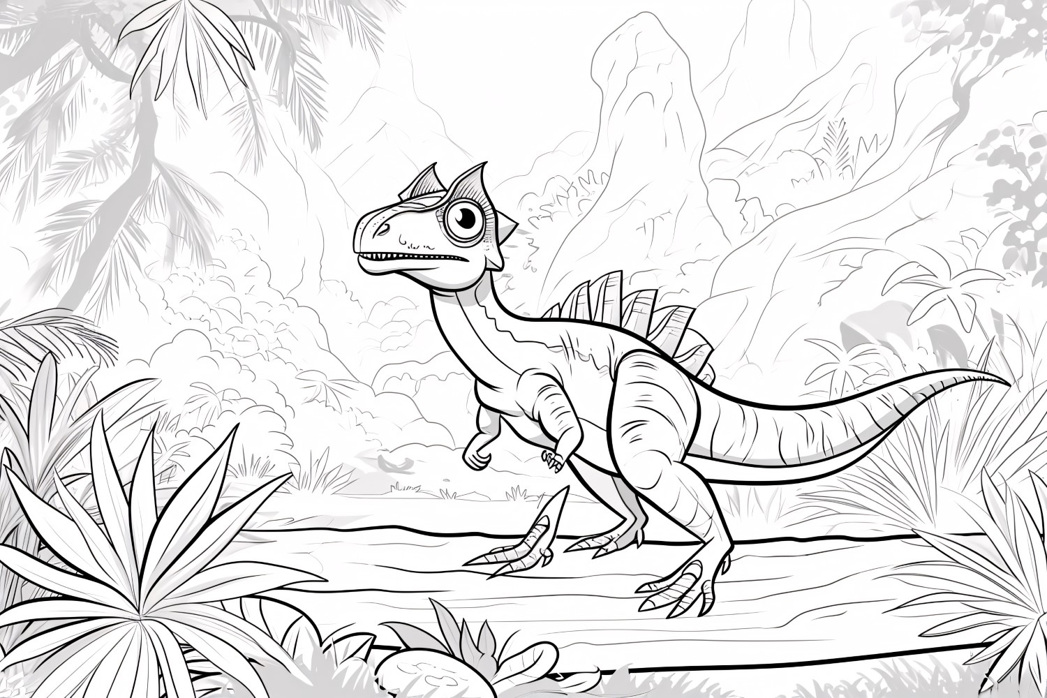 Dilophosaurus Dinosaur Colouring Pages 1