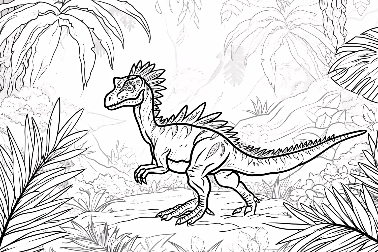 Dilophosaurus Dinosaur Colouring Pages 2