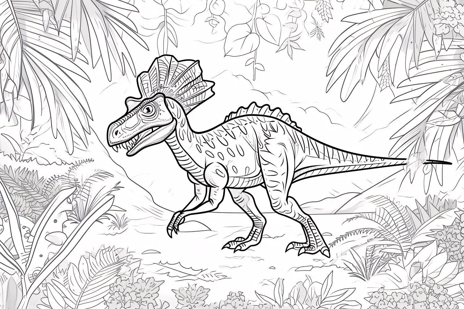 Dilophosaurus Dinosaur Colouring Pages 3