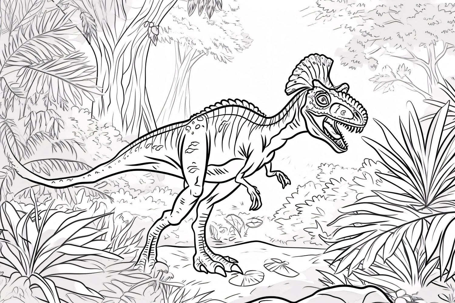 Dilophosaurus Dinosaur Colouring Pages 4