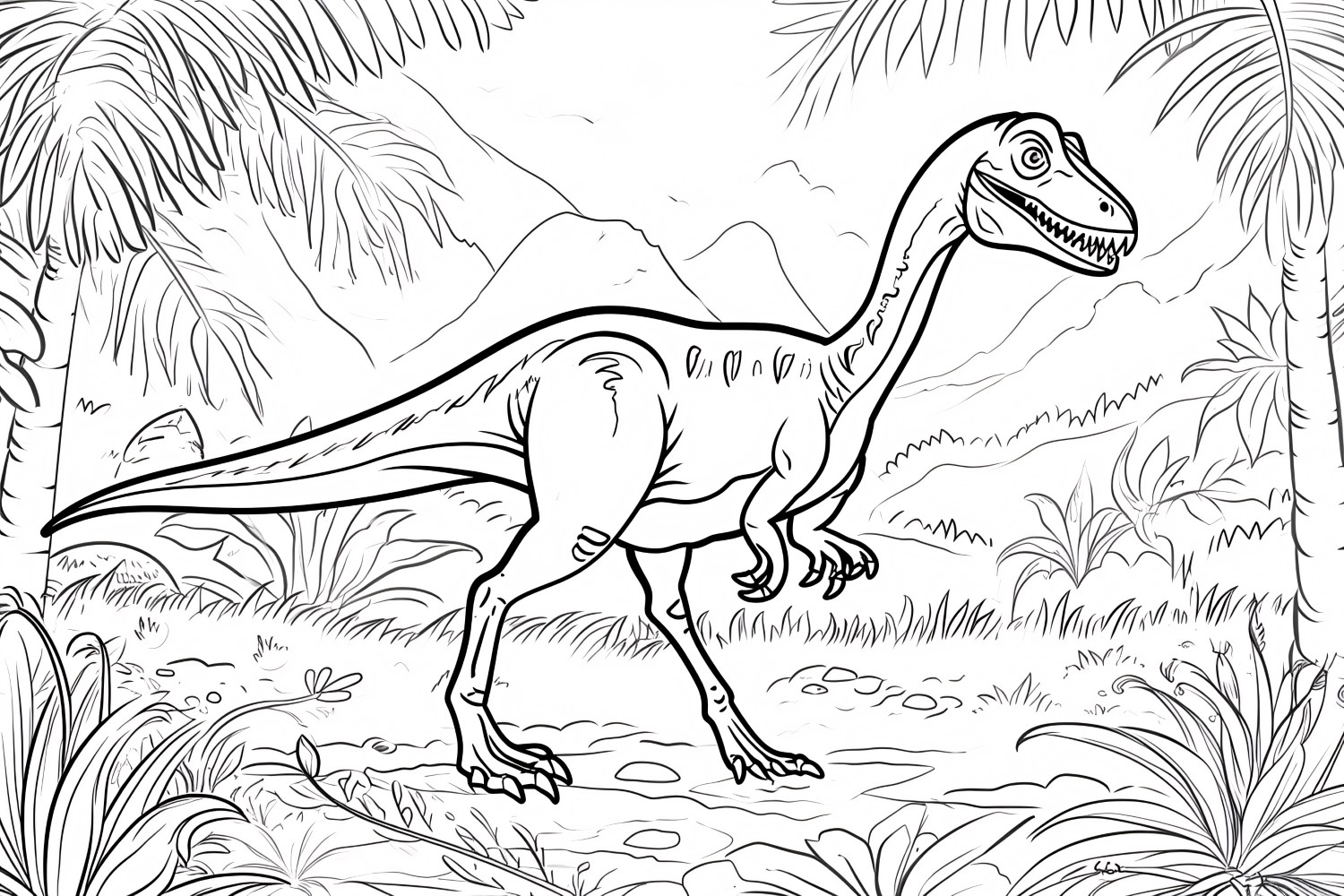 Deinonychus Dinosaur Colouring Pages 3