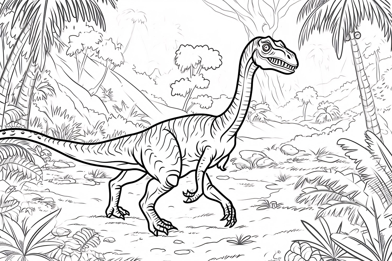 Deinonychus Dinosaur Colouring Pages 2