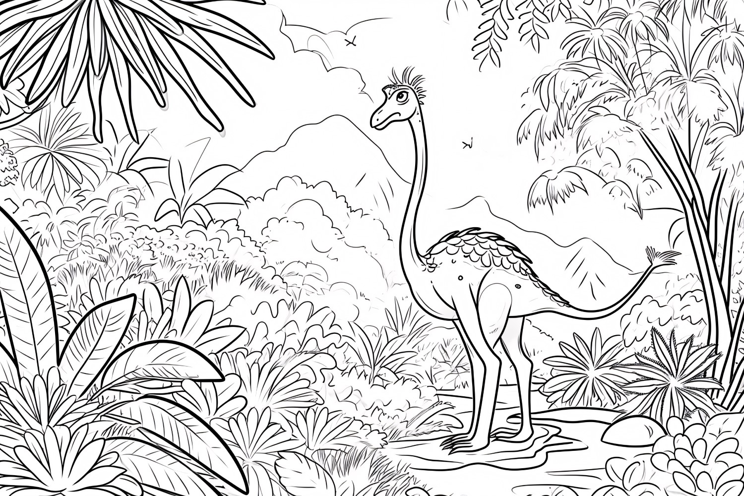 Gallimimus Dinosaur Colouring Pages 1