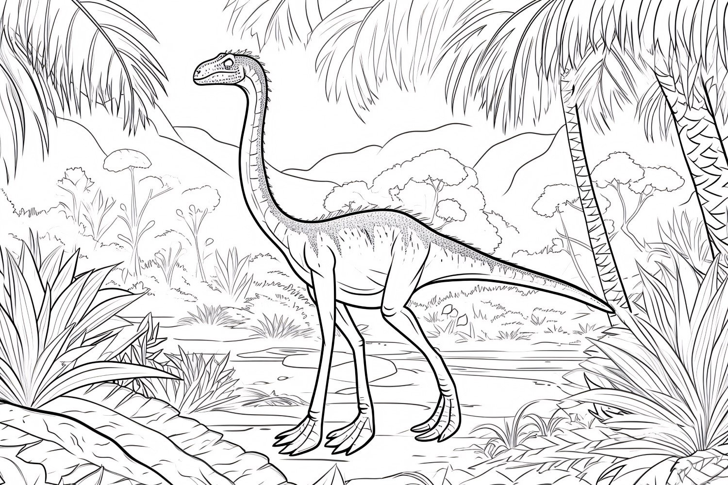 Gallimimus Dinosaur Colouring Pages 2