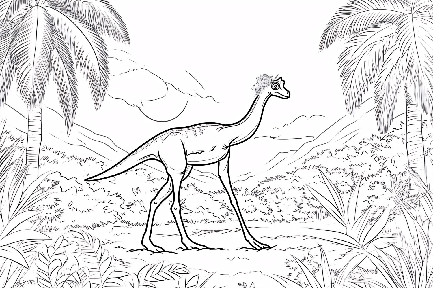 Gallimimus Dinosaur Colouring Pages 4