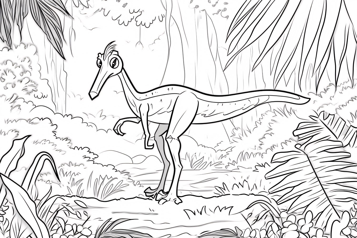 Compsognathus Dinosaur Colouring Pages 1