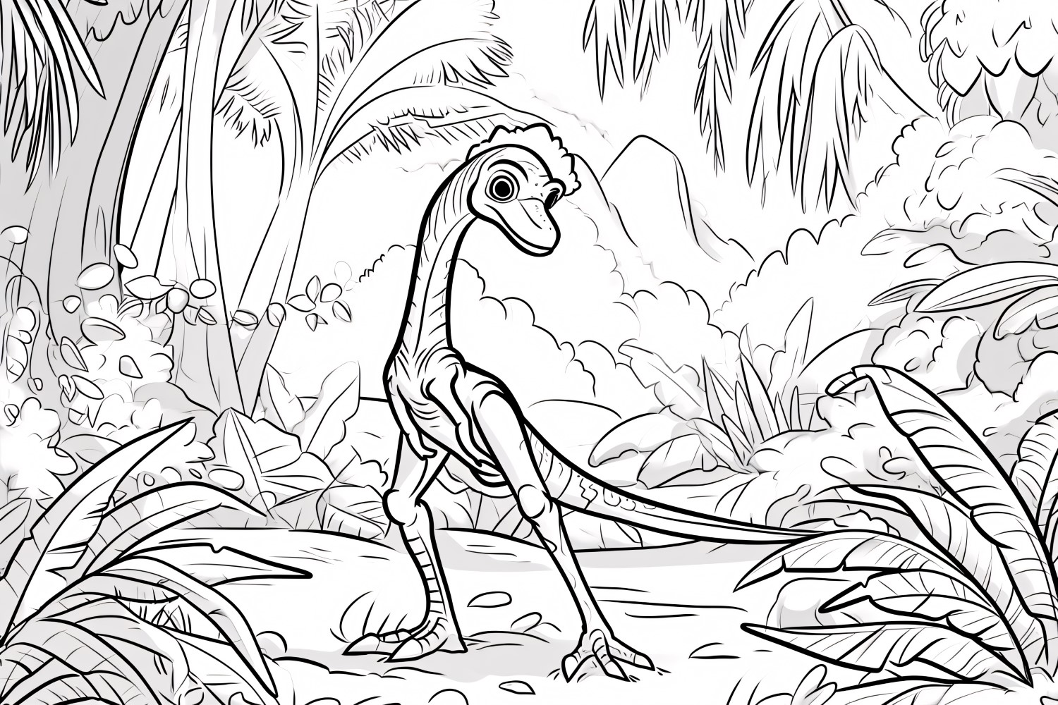 Compsognathus Dinosaur Colouring Pages 2