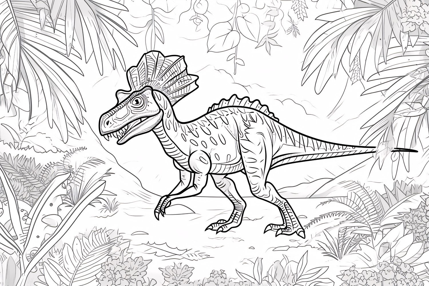 Dilophosaurus Dinosaur Colouring Pages 3.