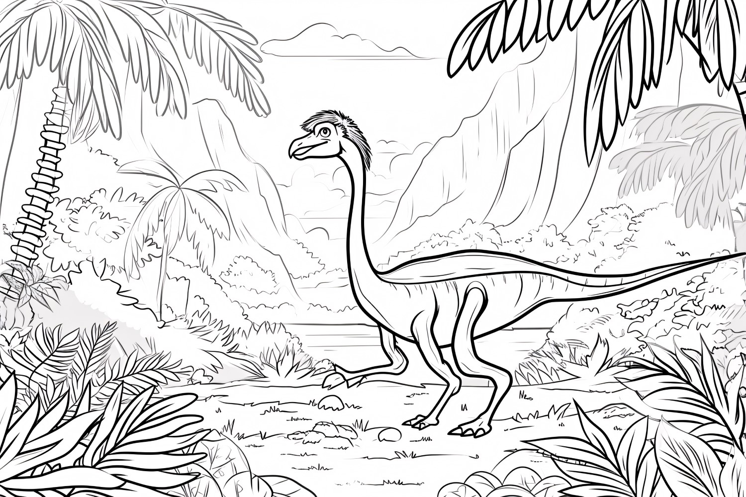 Therizinosaurus Dinosaur Colouring Pages 2