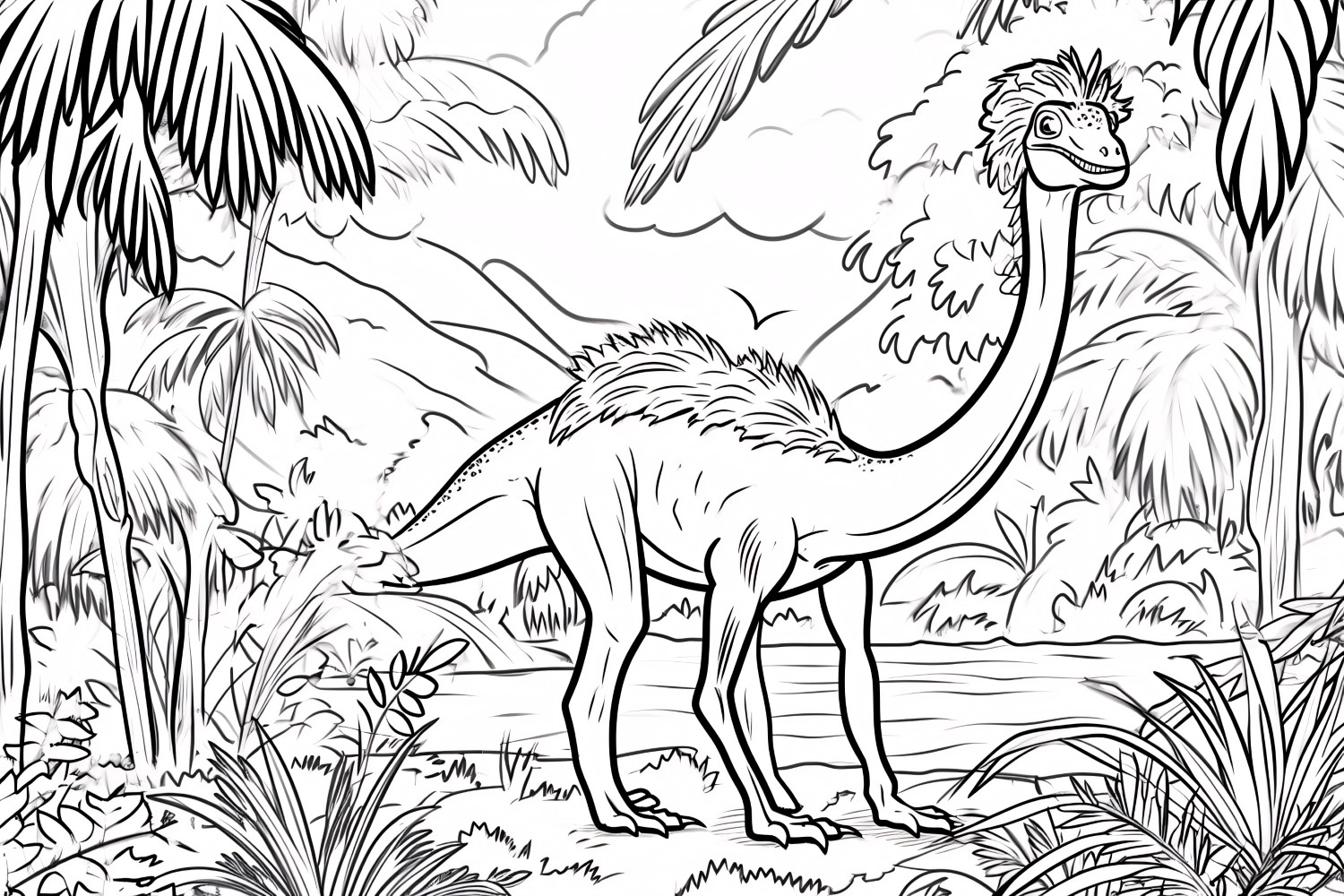 Therizinosaurus Dinosaur Colouring Pages 7