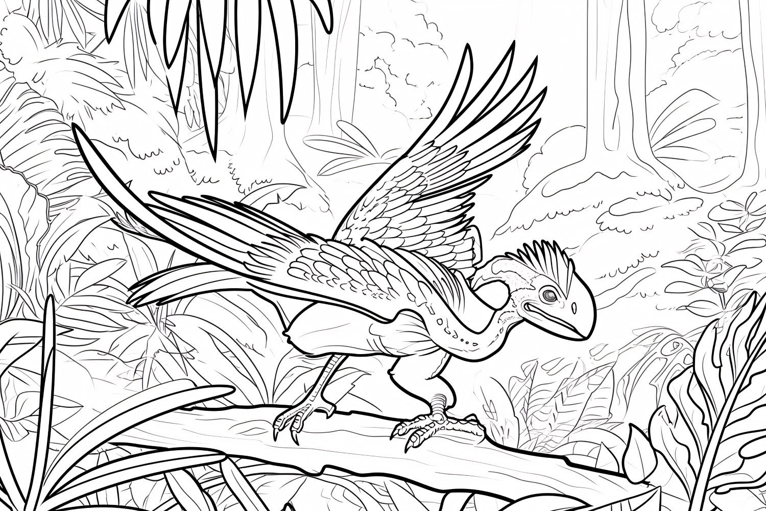 Microraptor Dinosaur Colouring Pages 1