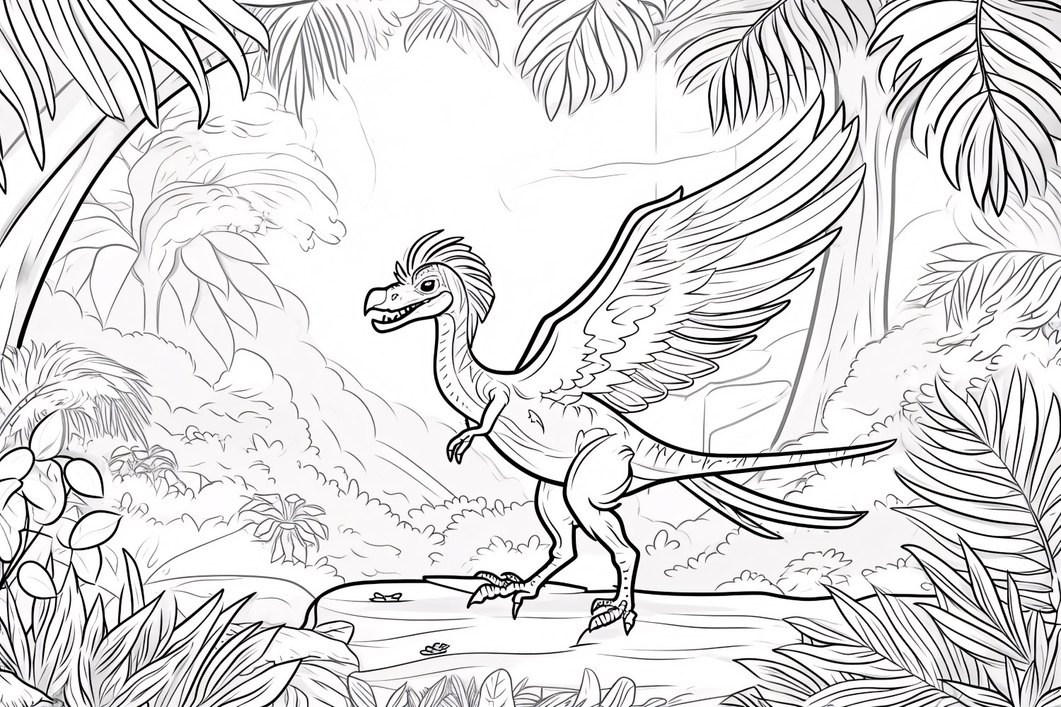 Microraptor Dinosaur Colouring Pages 2