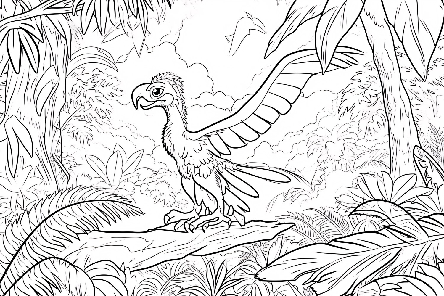 Microraptor Dinosaur Colouring Pages 4