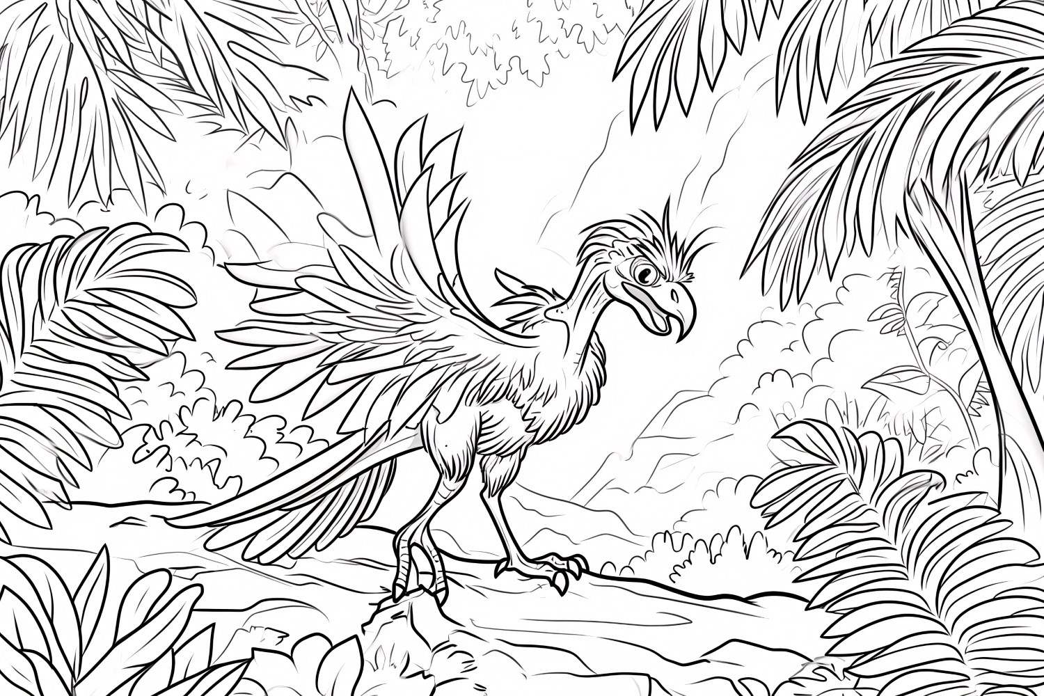 Microraptor Dinosaur Colouring Pages 3